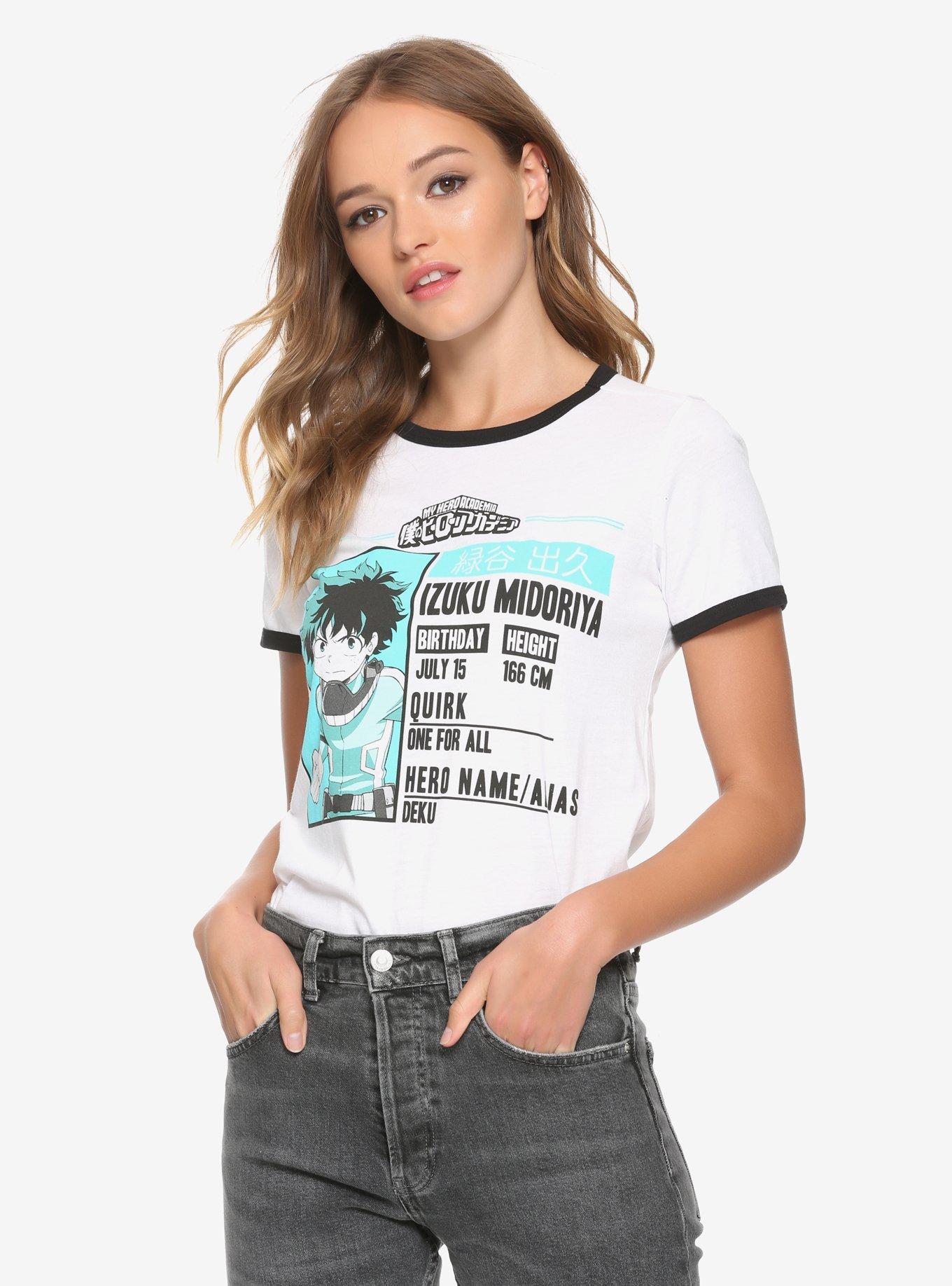 My Hero Academia Deku Profile Girls Ringer T-Shirt, BLACK, hi-res