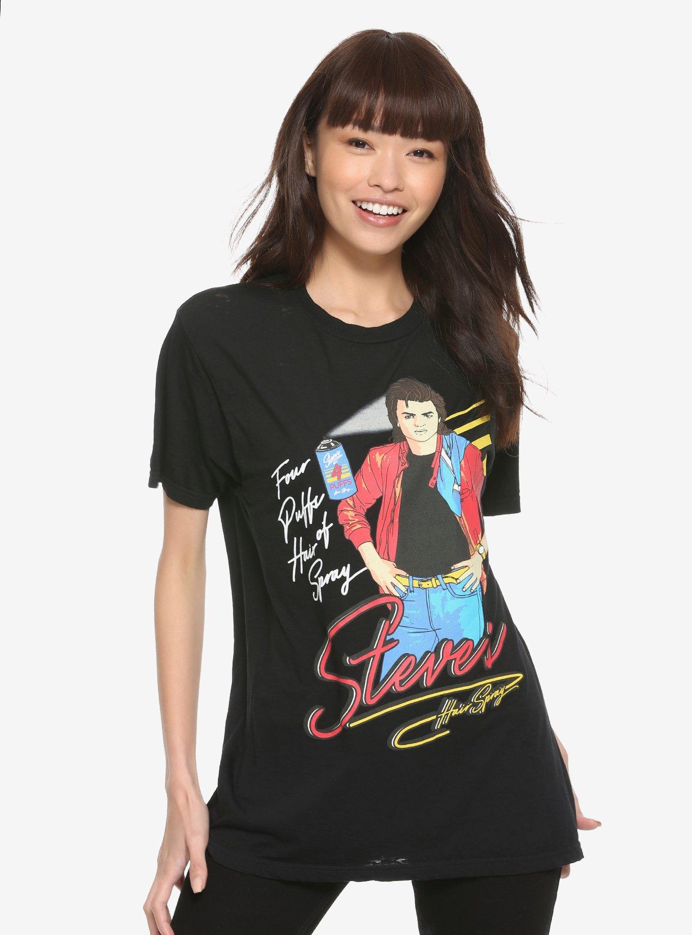 Stranger Things Steve Hairspray Four Puffs Girls T-Shirt, MULTI, hi-res