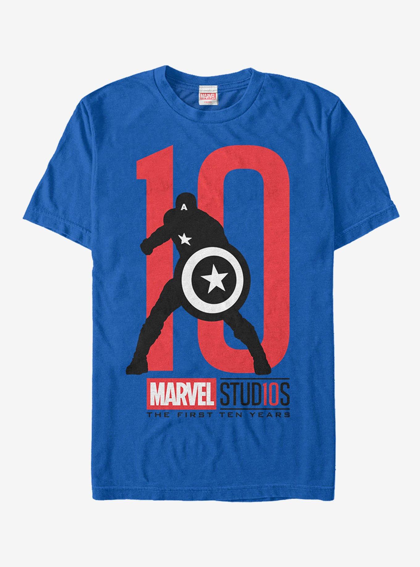 Marvel 10 Anniversary Captain America T-Shirt, ROYAL, hi-res