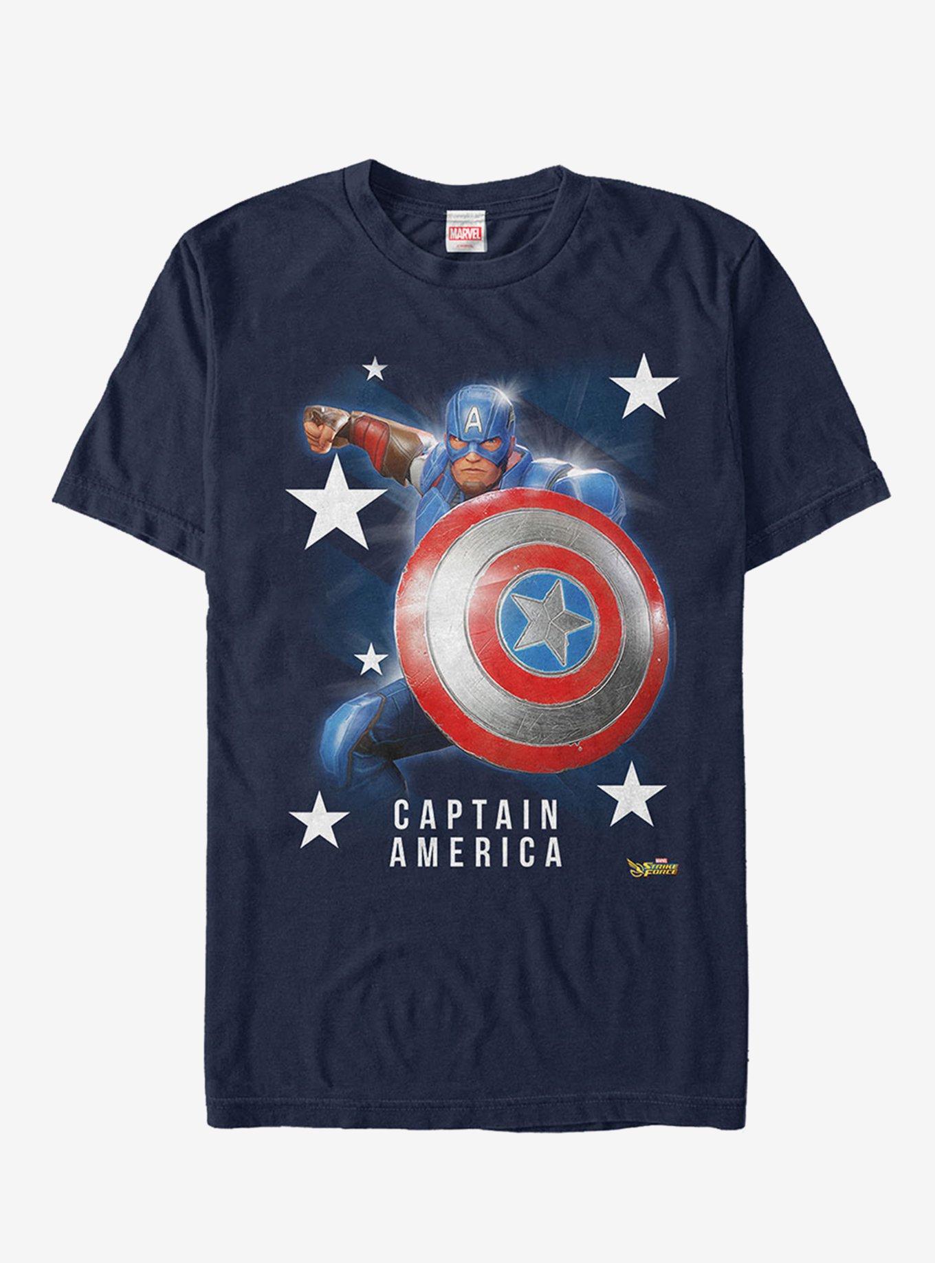 Marvel Strike Force Captain America Stars T-Shirt, NAVY, hi-res