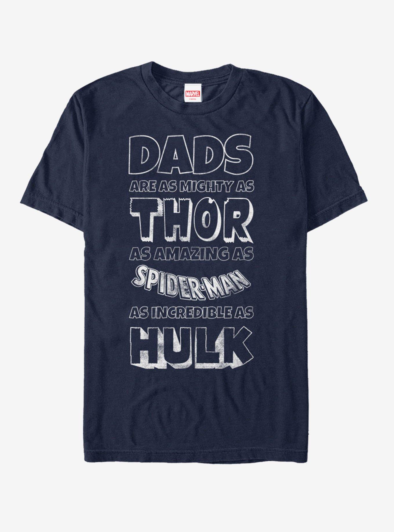 Marvel Father s Day Avengers Dad Traits T Shirt BLUE Hot Topic