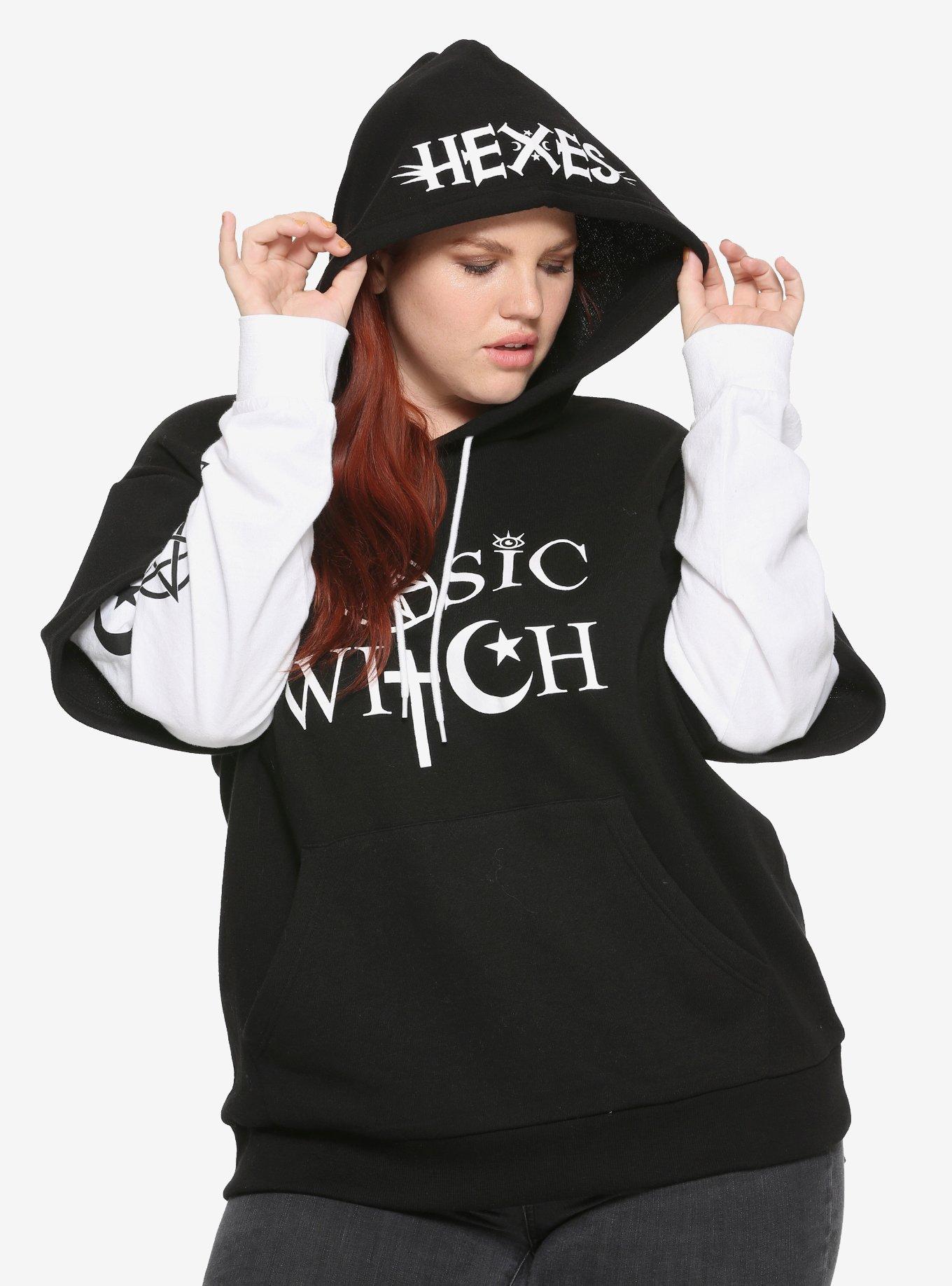Basic Witch Girls Hoodie Plus Size, BLACK, hi-res