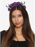 Purple Roses & Antlers Headband, , hi-res