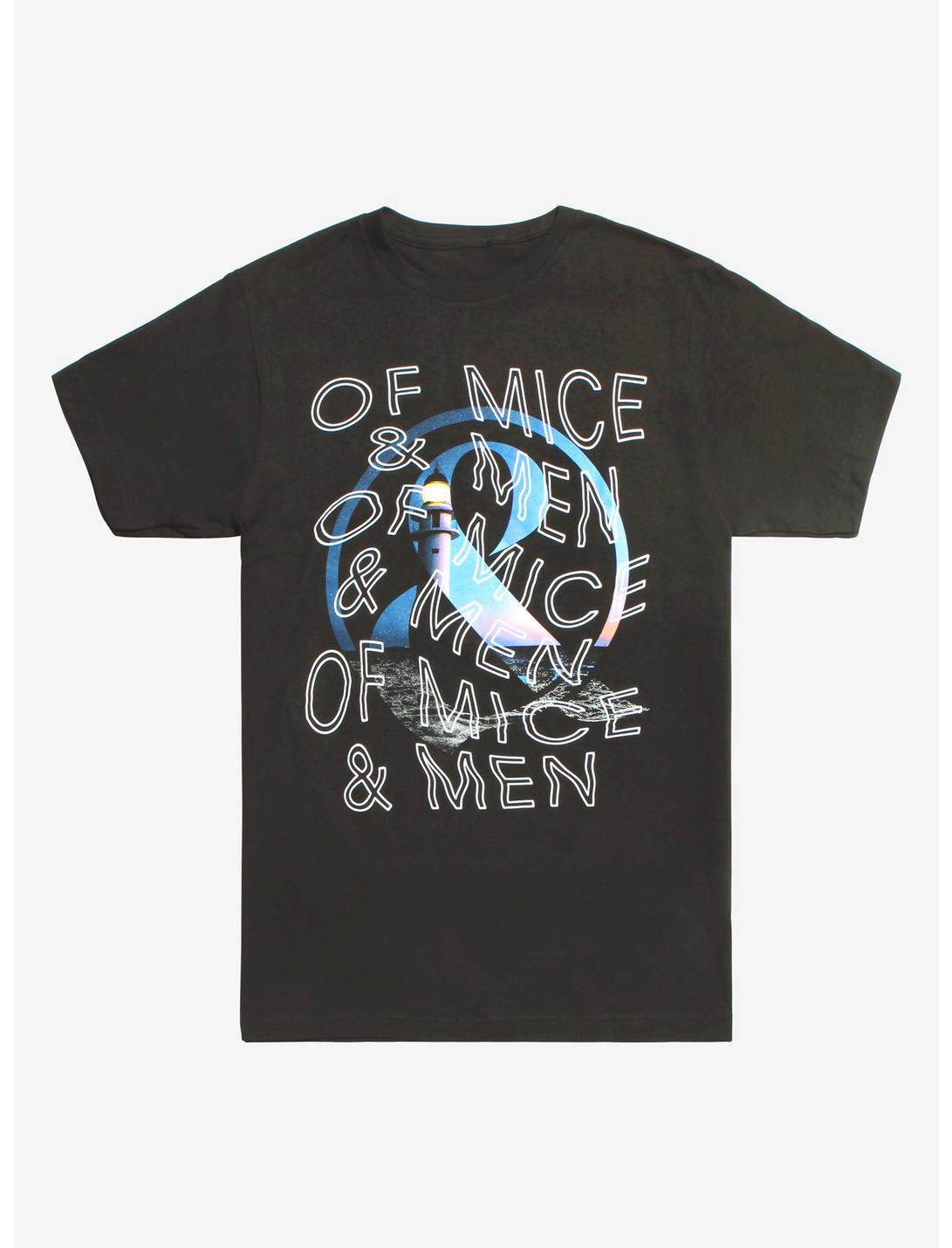Of Mice & Men Lighthouse Warped Logo T-Shirt, BLACK, hi-res