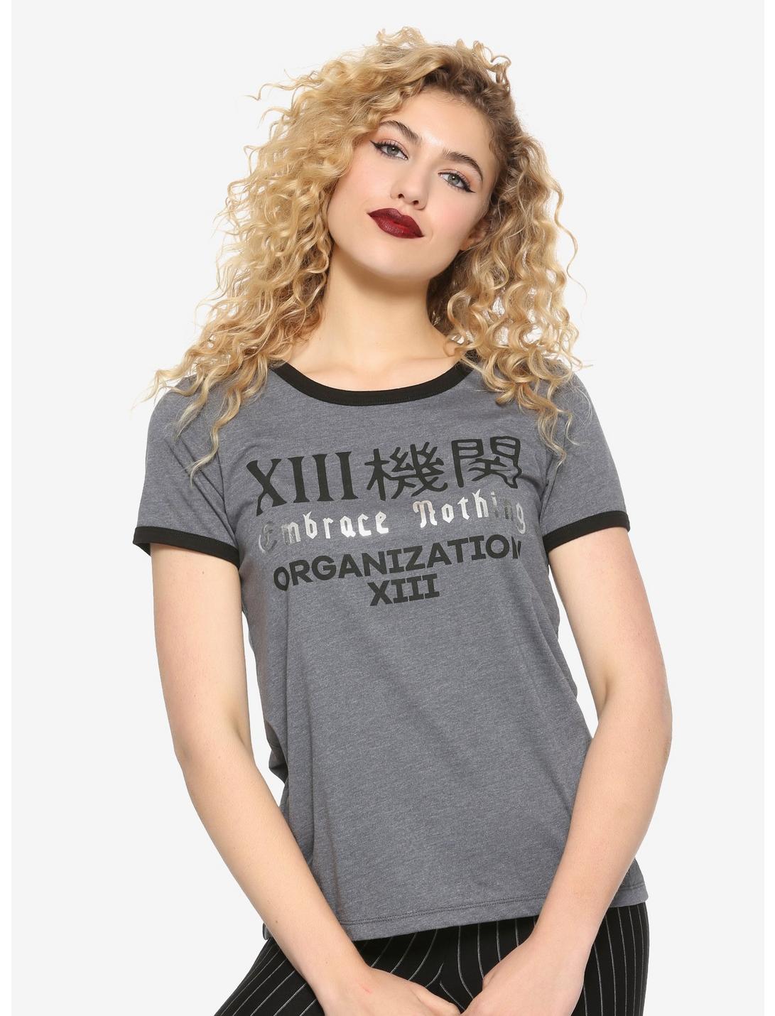 Disney Kingdom Hearts Organization XIII Girls Ringer T-Shirt, BLACK, hi-res