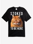 Stoked To Be Here Cat T-Shirt, BLACK, hi-res