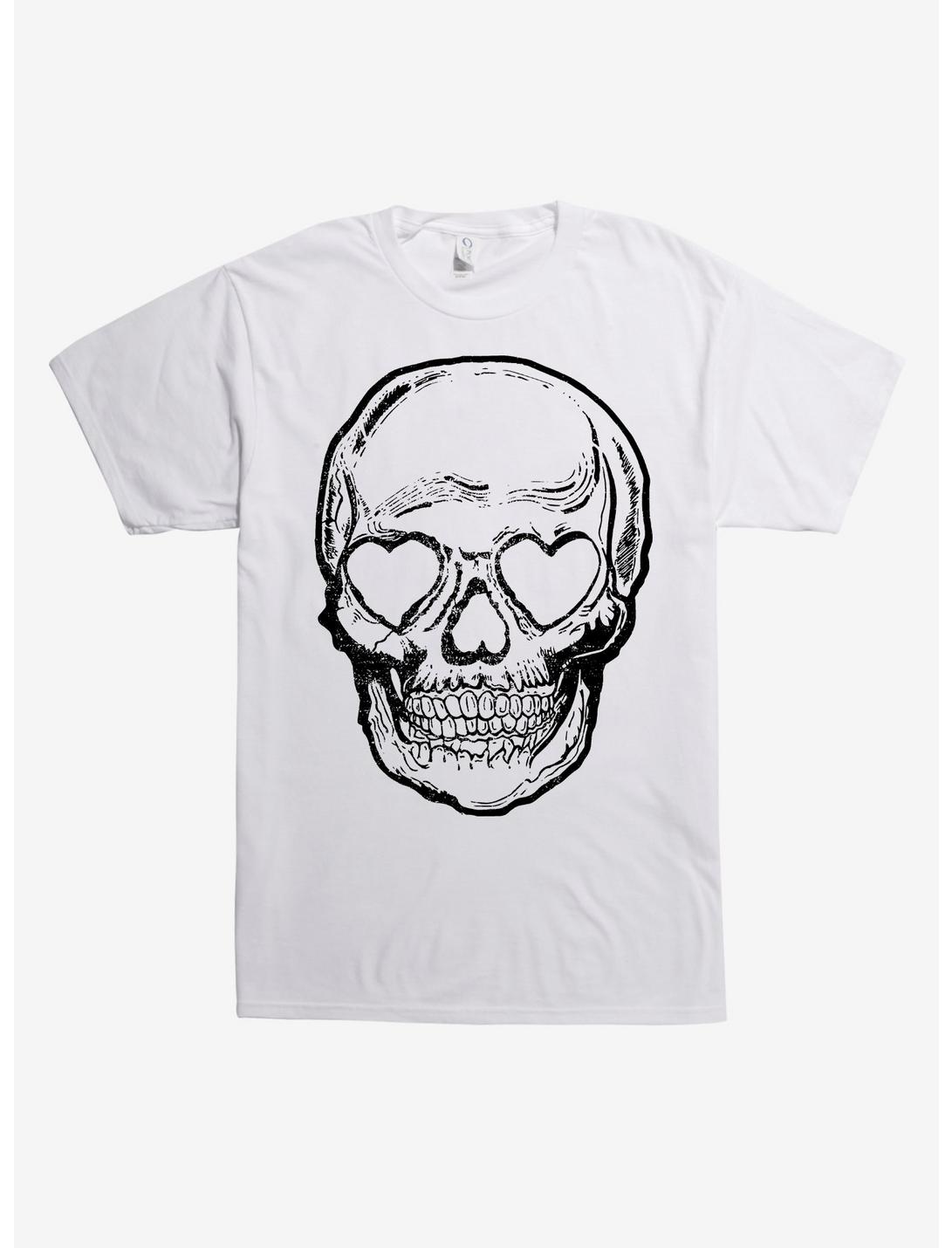 Heart Eyes Skull T-Shirt, WHITE, hi-res