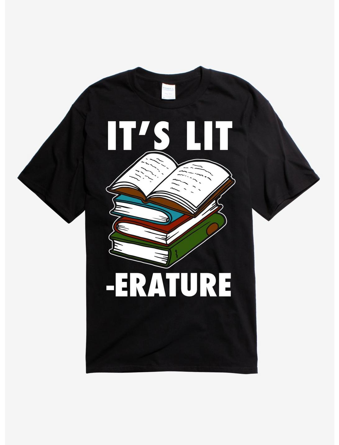 It's Lit -Erature Books T-Shirt, BLACK, hi-res