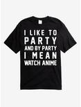 I Like to Party Anime T-Shirt, BLACK, hi-res