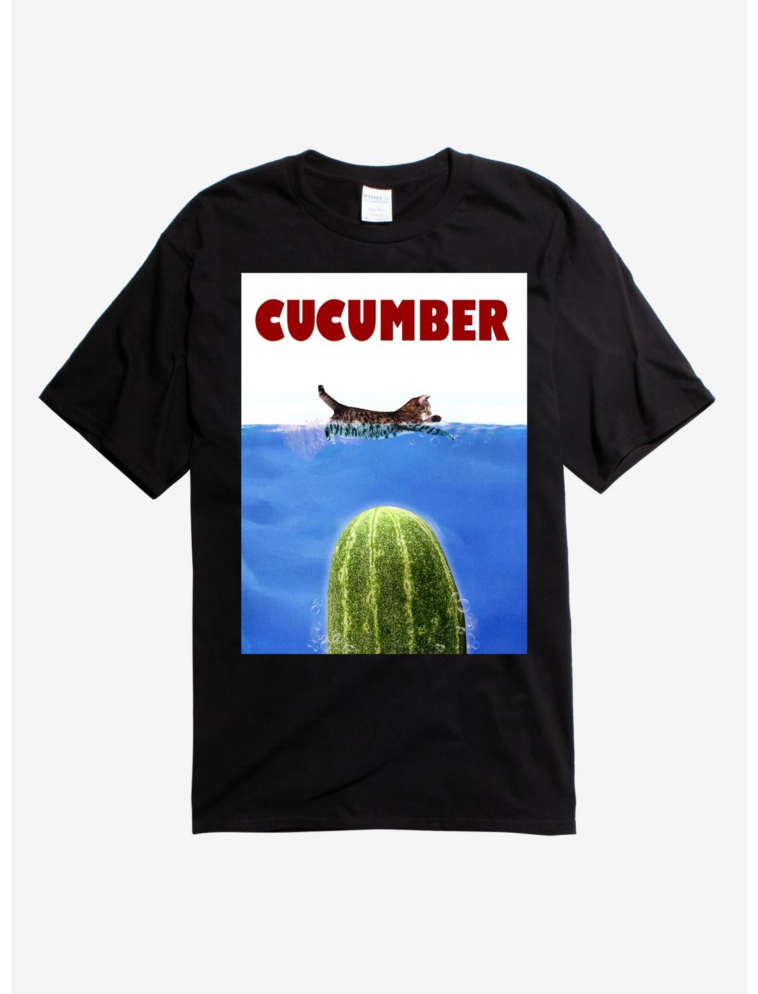 Cucumber Cat T-Shirt, BLACK, hi-res