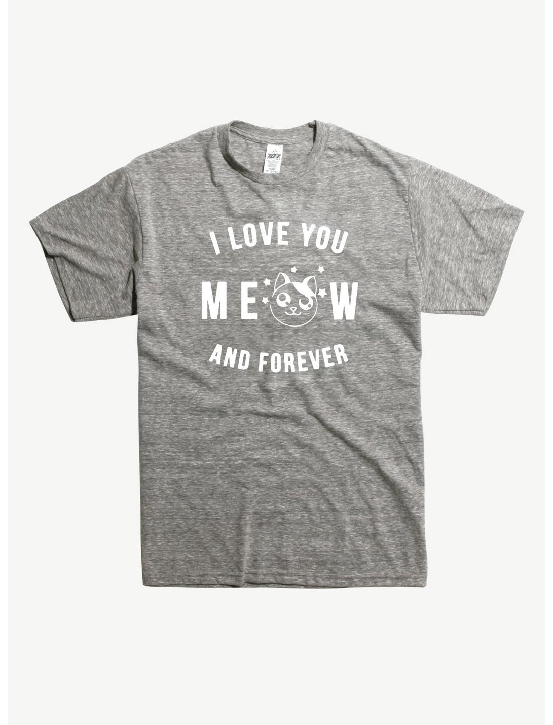 I Love You Meow & Forever Cat T-Shirt, HEATHER GREY, hi-res