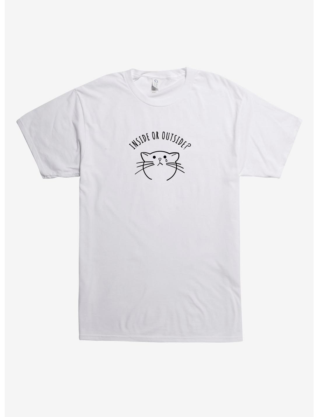 Inside Or Outside Cat T-Shirt, WHITE, hi-res