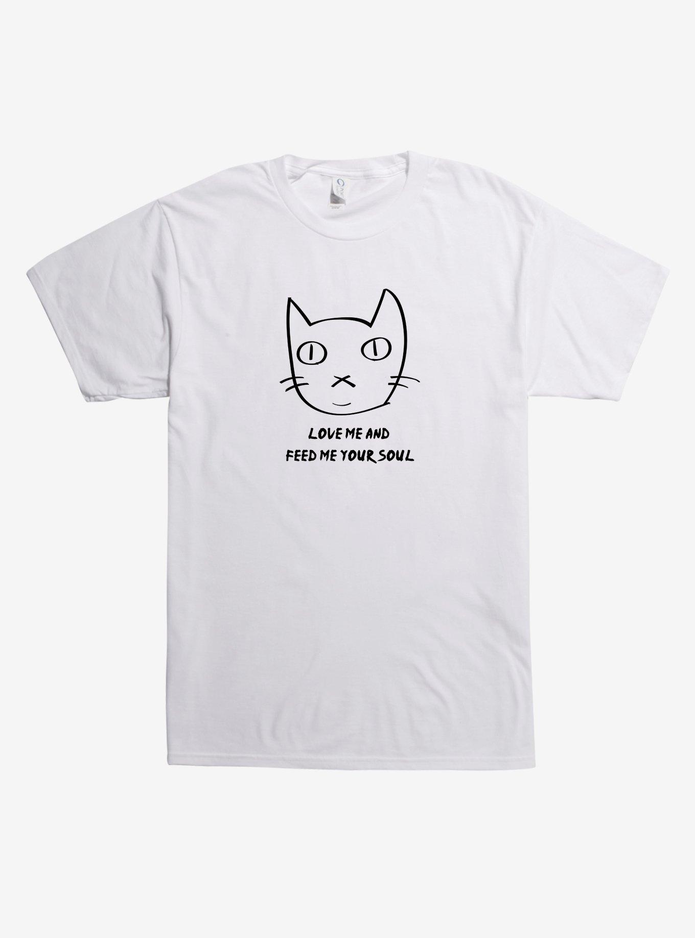 Love Me & Feed Me Cat T-Shirt, WHITE, hi-res