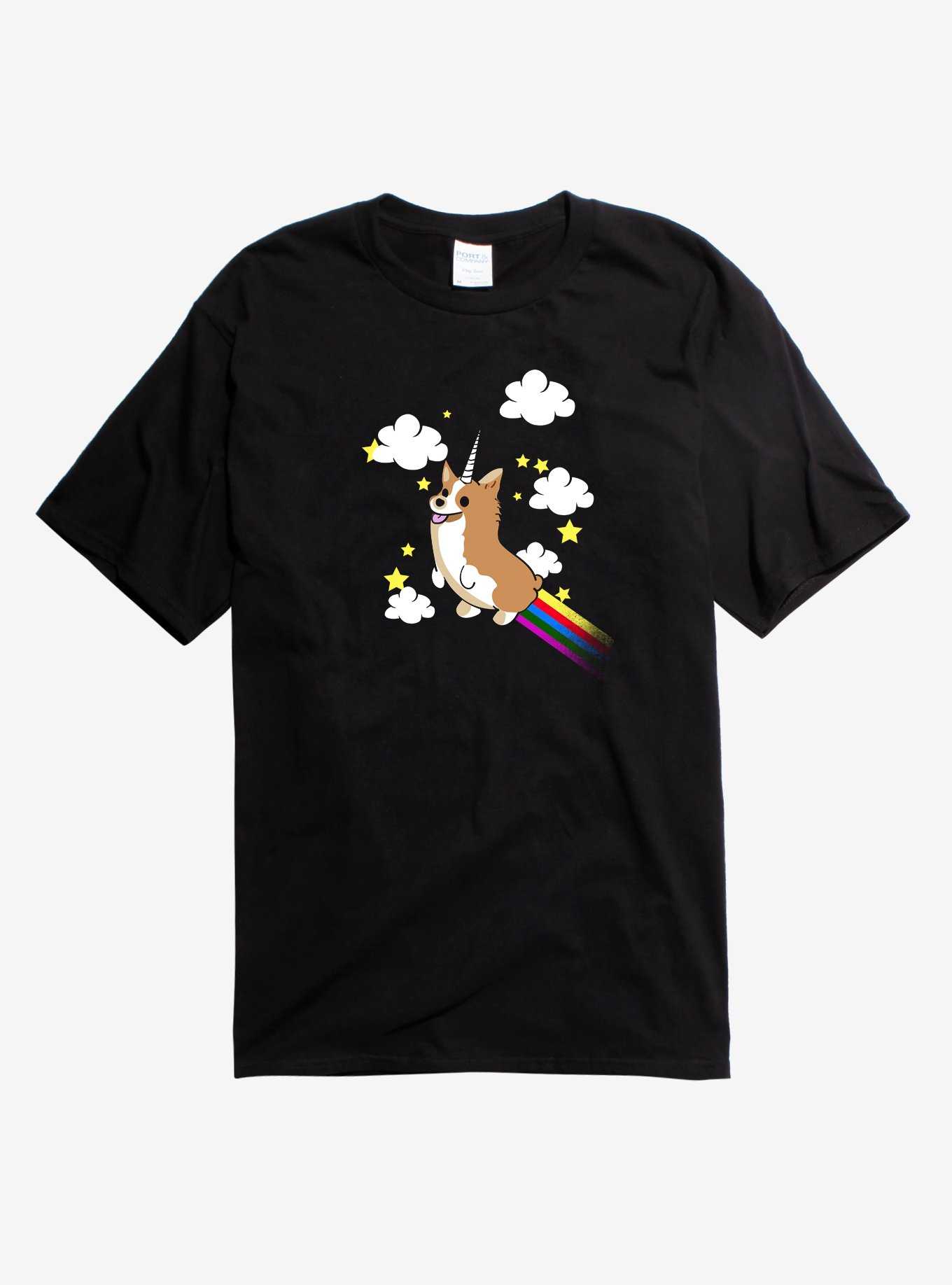 Flying Corgi-Corn with Rainbow T-Shirt, , hi-res