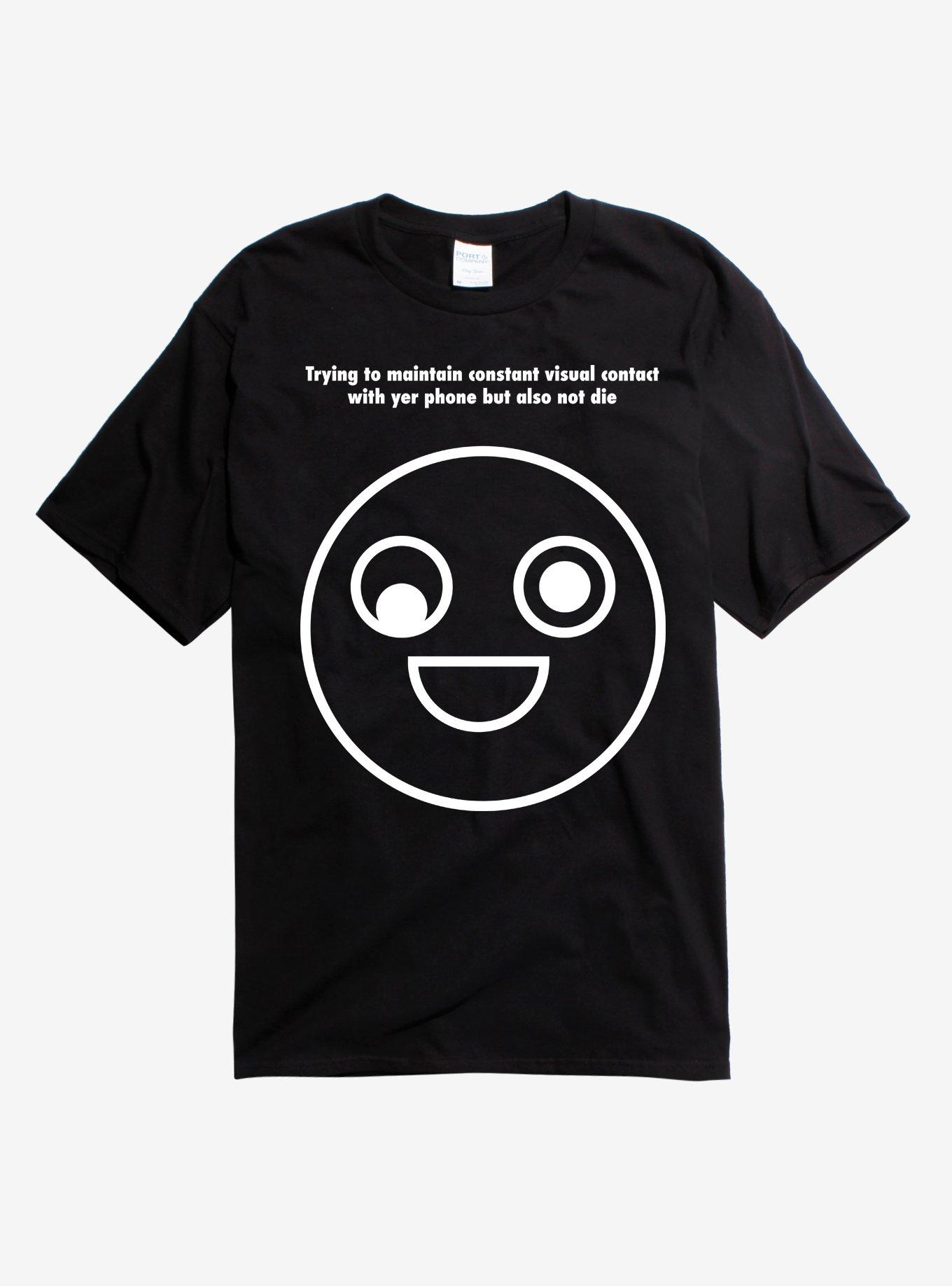 Phone Smile Face T-Shirt, BLACK, hi-res