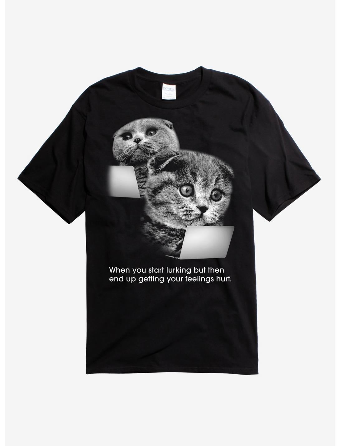 Cat Lurking T-Shirt, BLACK, hi-res