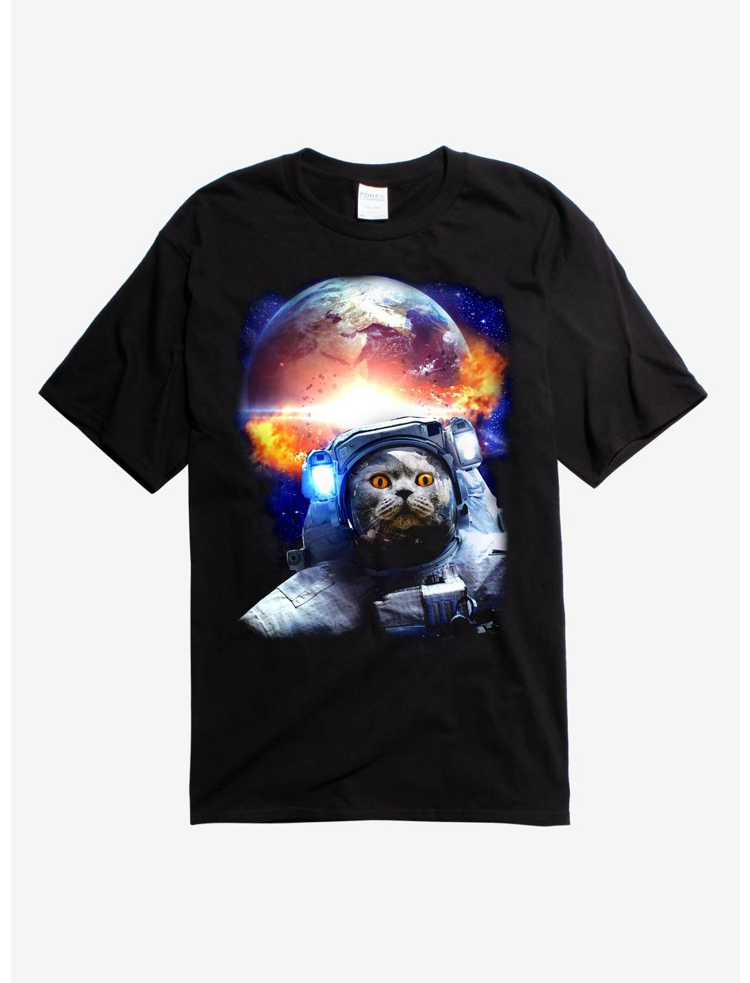 Astronaut Space Cat T-Shirt, BLACK, hi-res