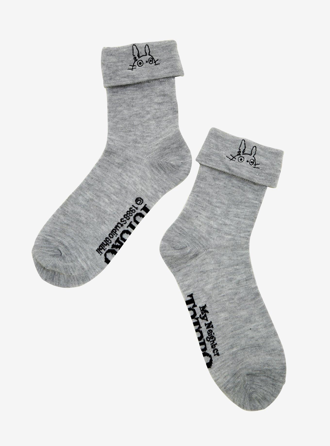 Studio Ghibli Totoro Grey Embroidered Cuff Ankle Socks | BoxLunch