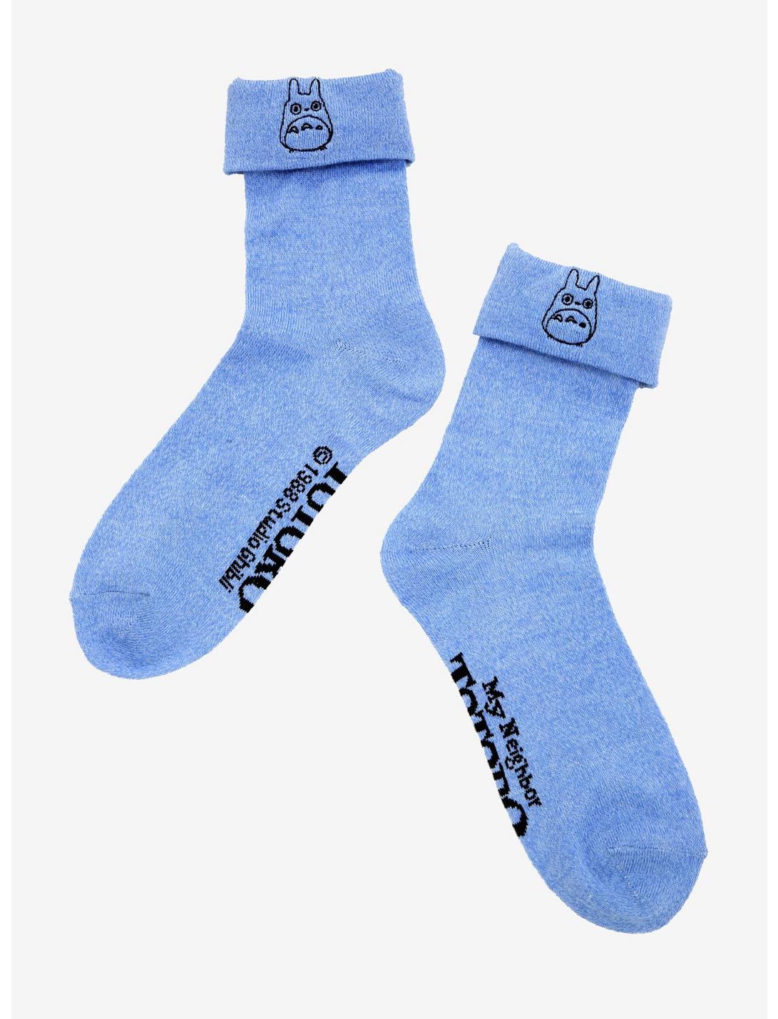 Studio Ghibli Totoro Blue Embroidered Cuff Ankle Socks, , hi-res