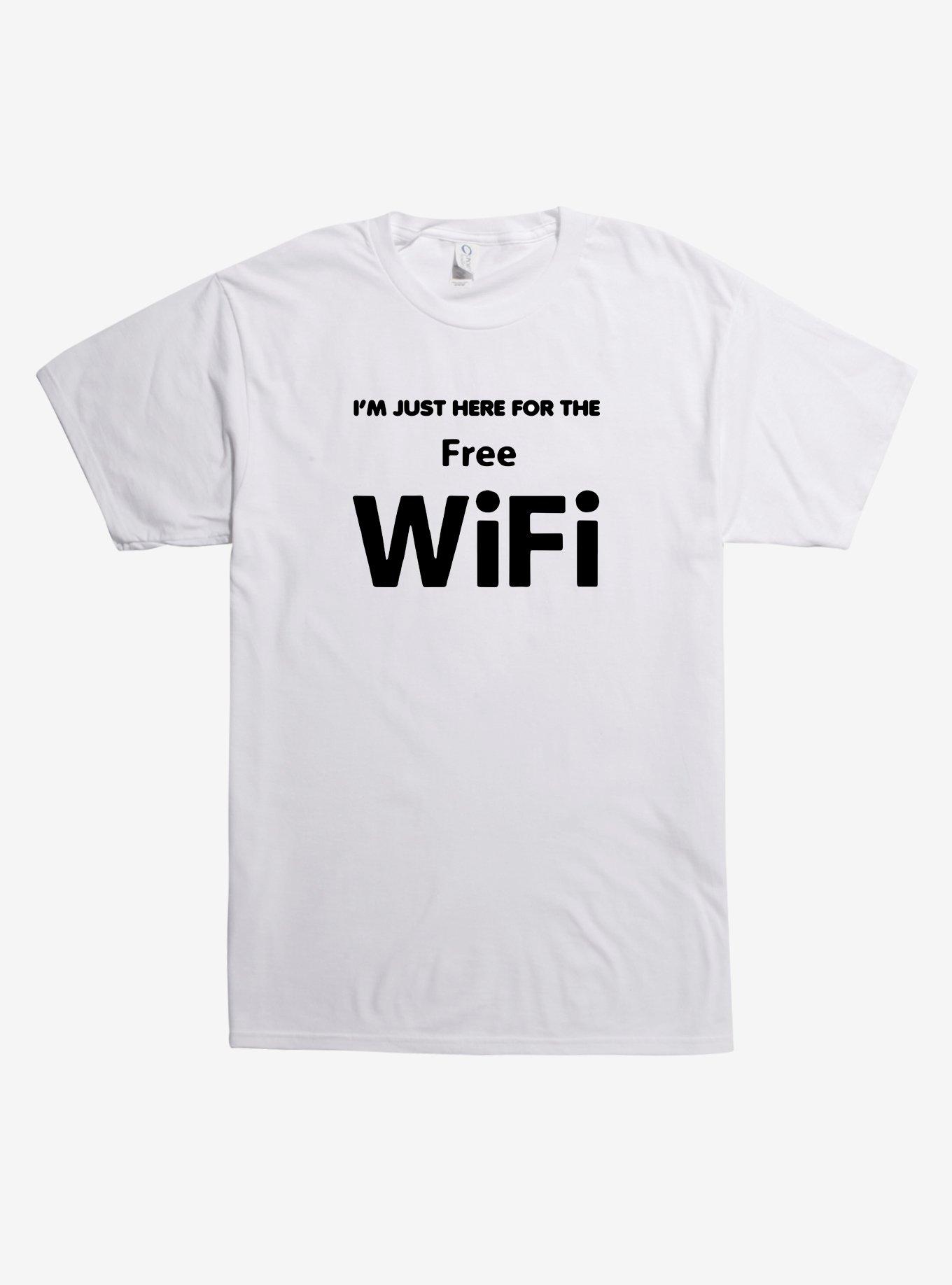 Here For The Free Wifi T-Shirt, WHITE, hi-res
