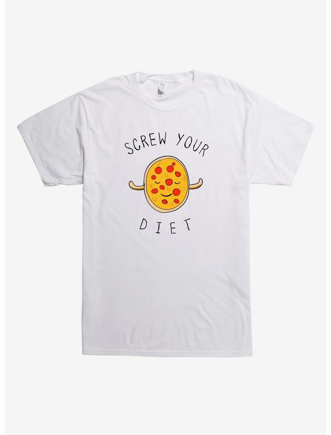 Screw Your Diet Pizza T-Shirt, WHITE, hi-res