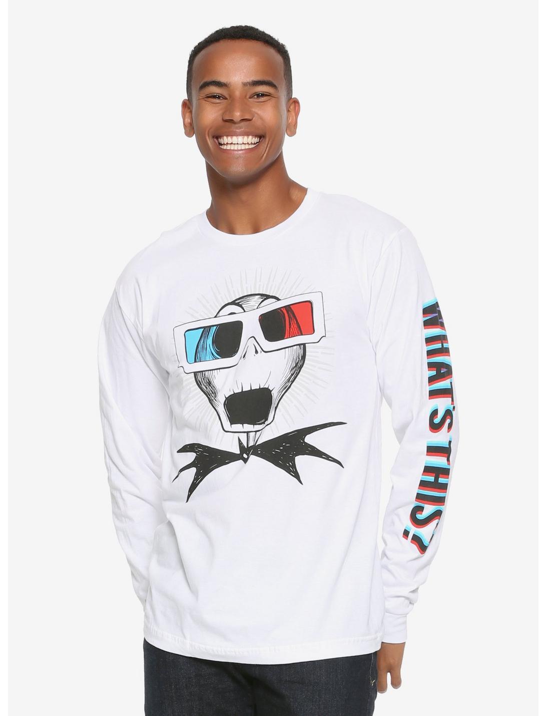 The Nightmare Before Christmas What's This 3D Long Sleeve T-Shirt - BoxLunch Exclusive, WHITE, hi-res