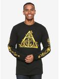 Harry Potter Floral Deathly Hallows Long Sleeve T-Shirt - BoxLunch Exclusive, BLACK, hi-res