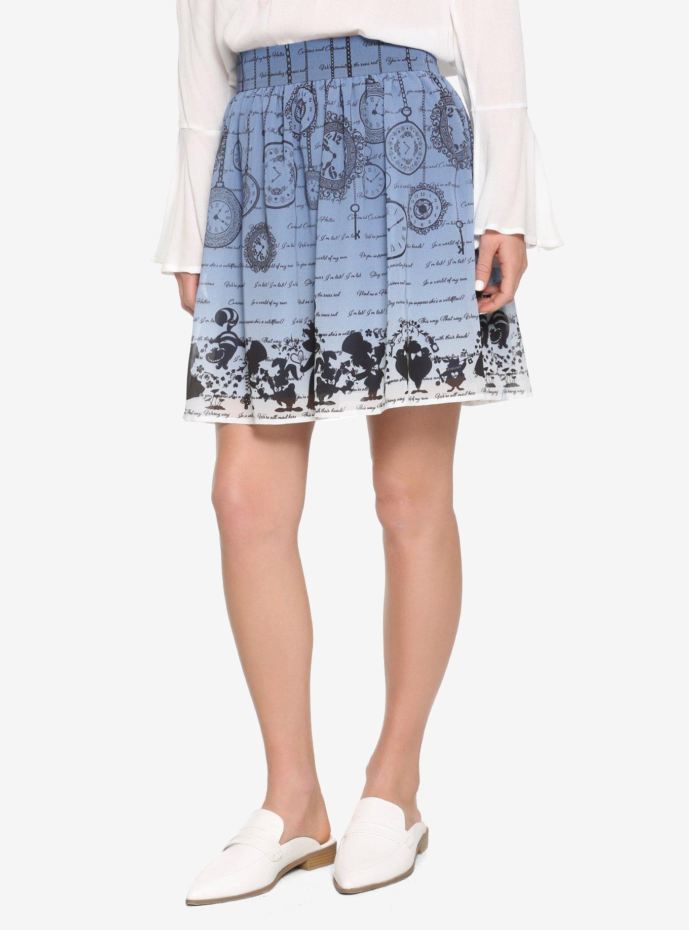 Her Universe Disney Alice In Wonderland Clock Skirt, MULTI, hi-res