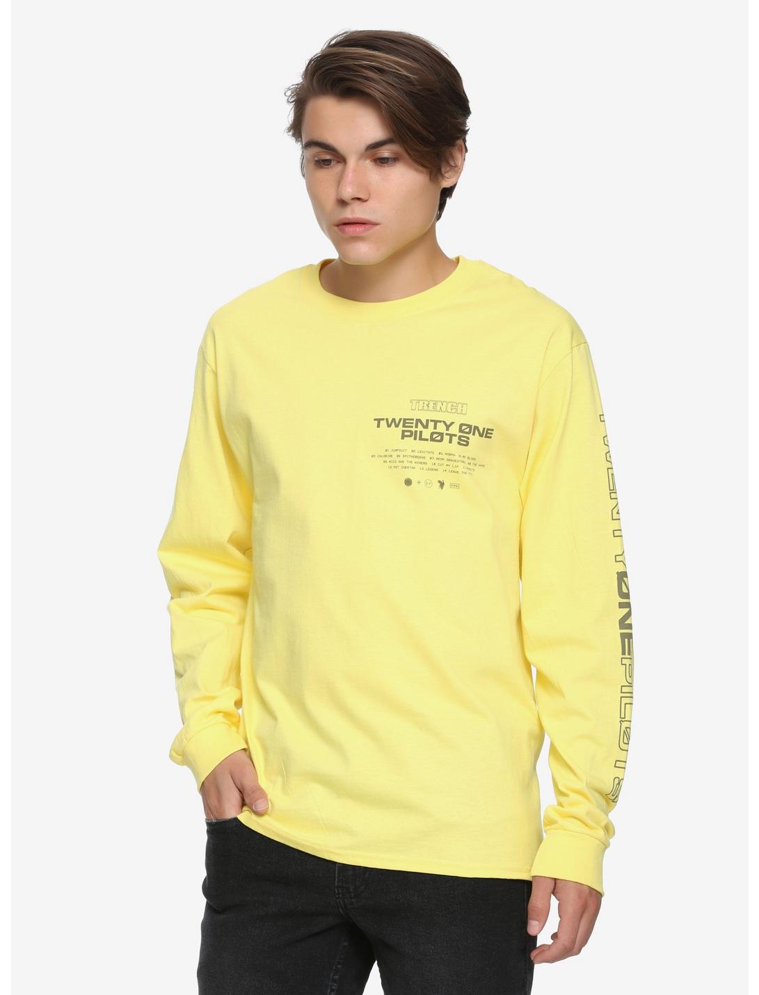 Twenty One Pilots Repeat Logo Long-Sleeve T-Shirt Hot Topic Exclusive, YELLOW, hi-res