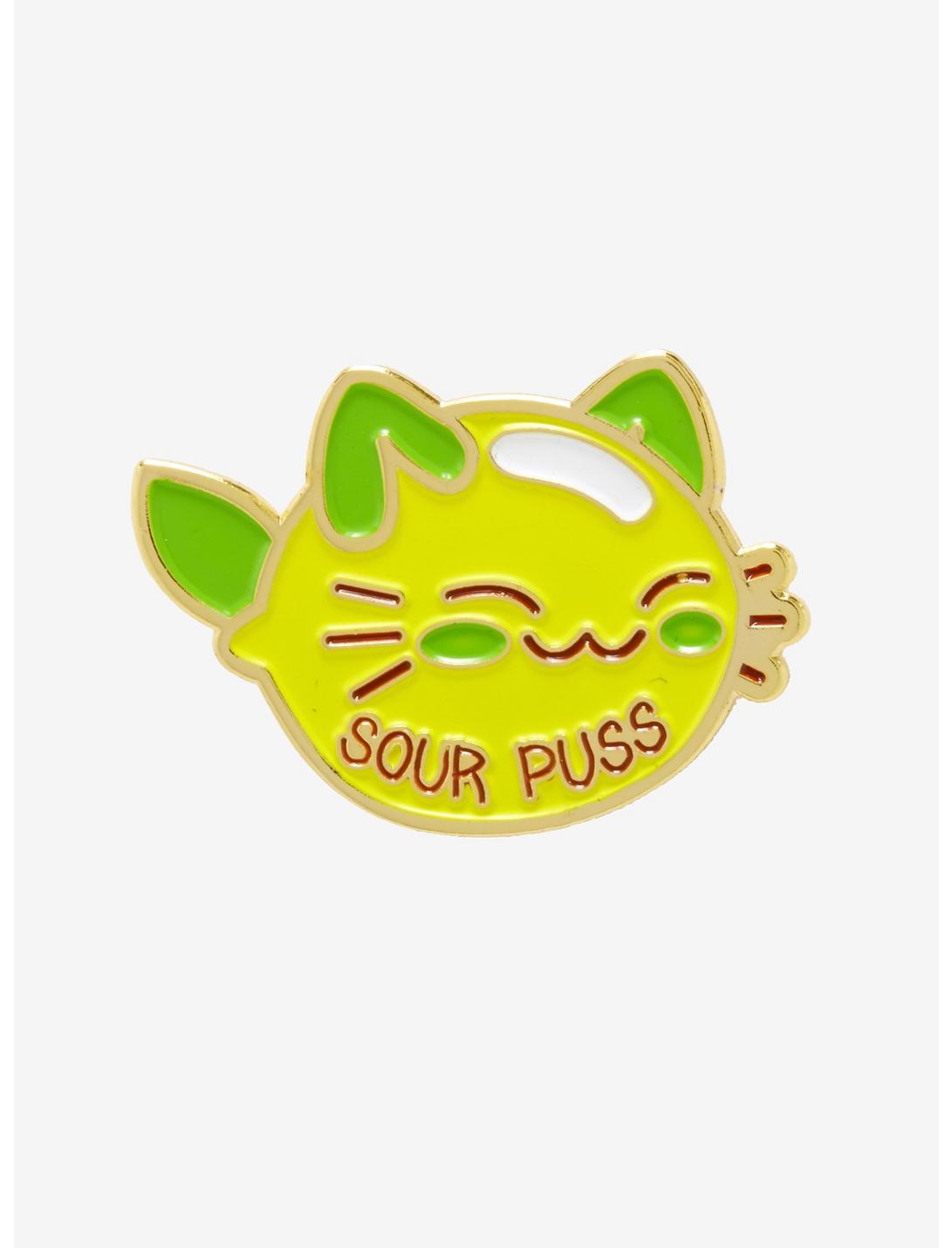 Sourpuss Lemon Cat Enamel Pin, , hi-res