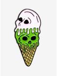 Skull Ice Cream Cone Enamel Pin, , hi-res