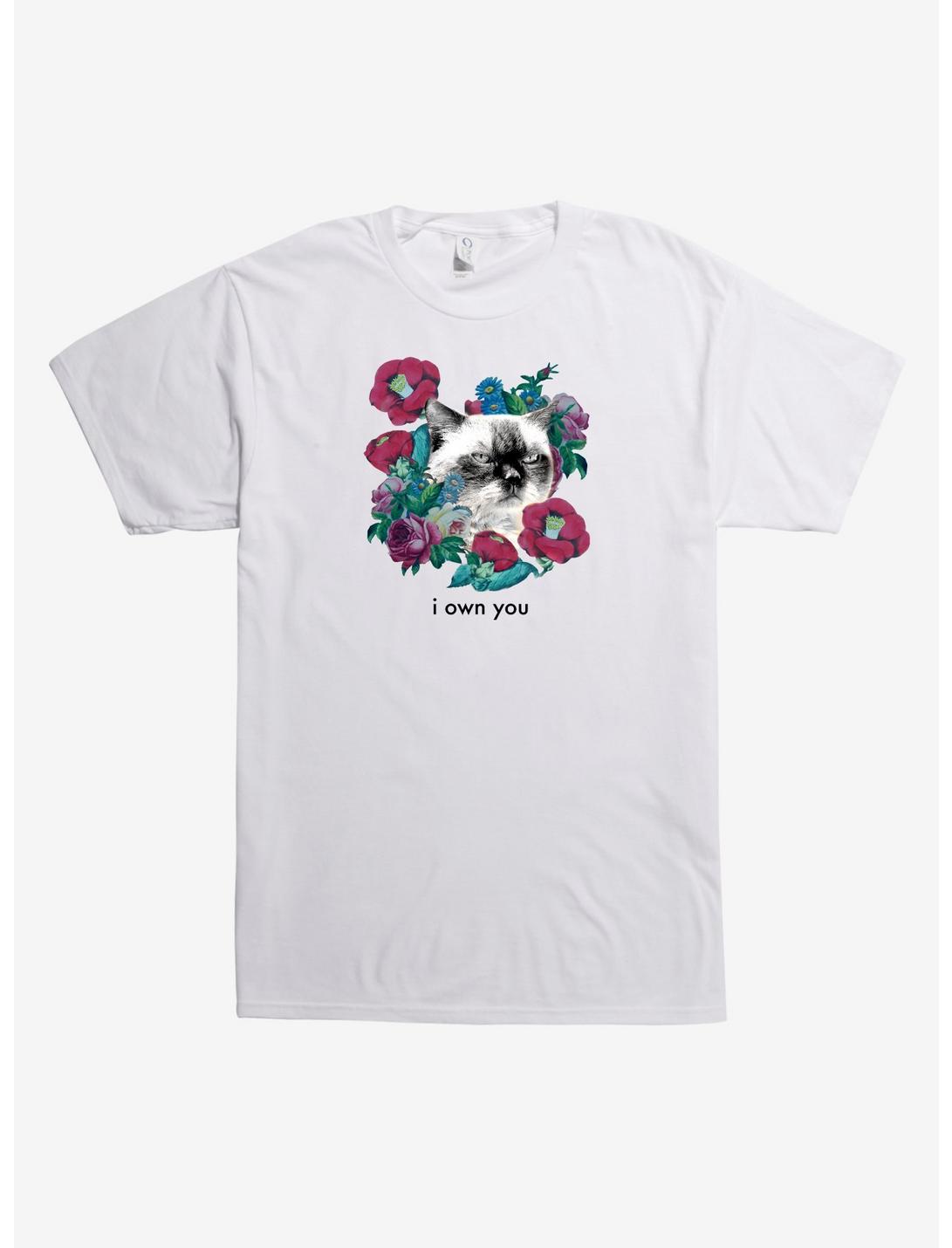 I Own You Flower Cat T-Shirt, WHITE, hi-res