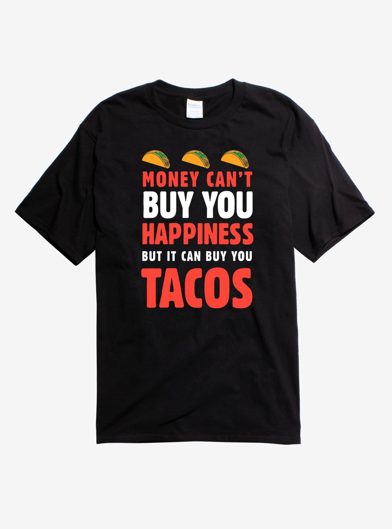 Money Can't Buy Happiness Taco T-Shirt, BLACK, hi-res