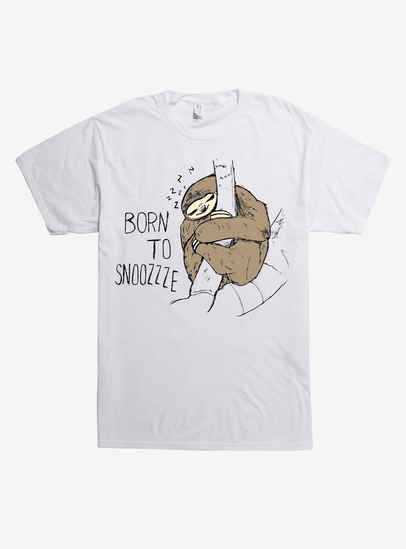 Born To Snoozzze Sloth T-Shirt, WHITE, hi-res