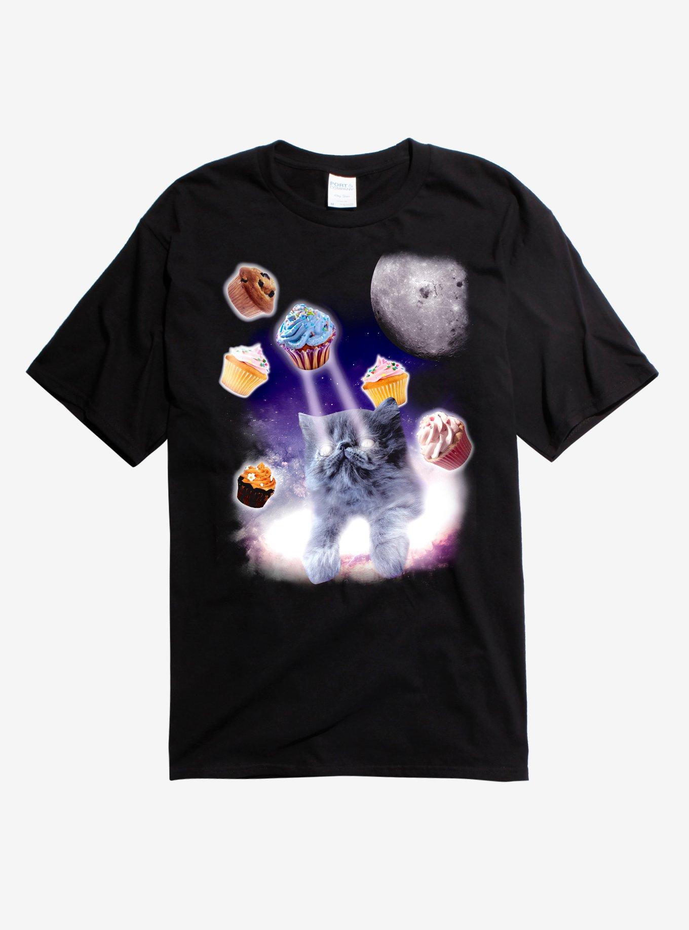 Galaxy Cupcakes Cat T-Shirt, BLACK, hi-res