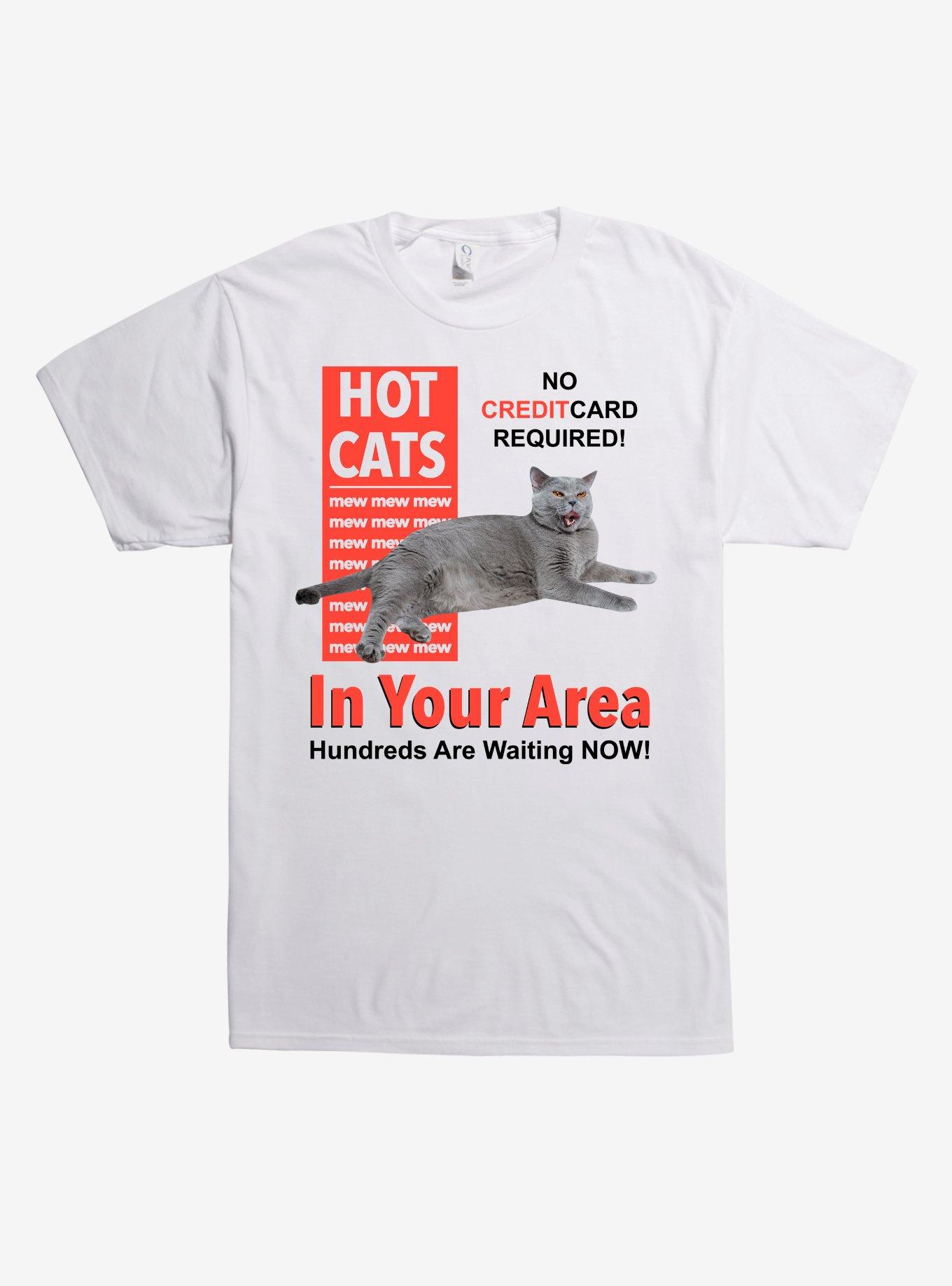 Hot Cats In Your Area T-Shirt, WHITE, hi-res