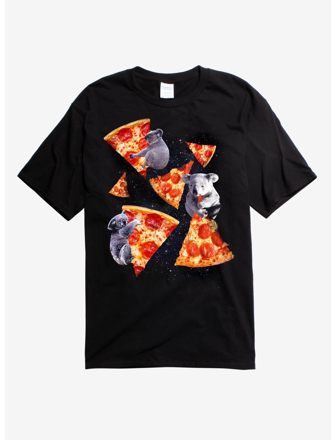 Space Koala Pizza T-Shirt, BLACK, hi-res