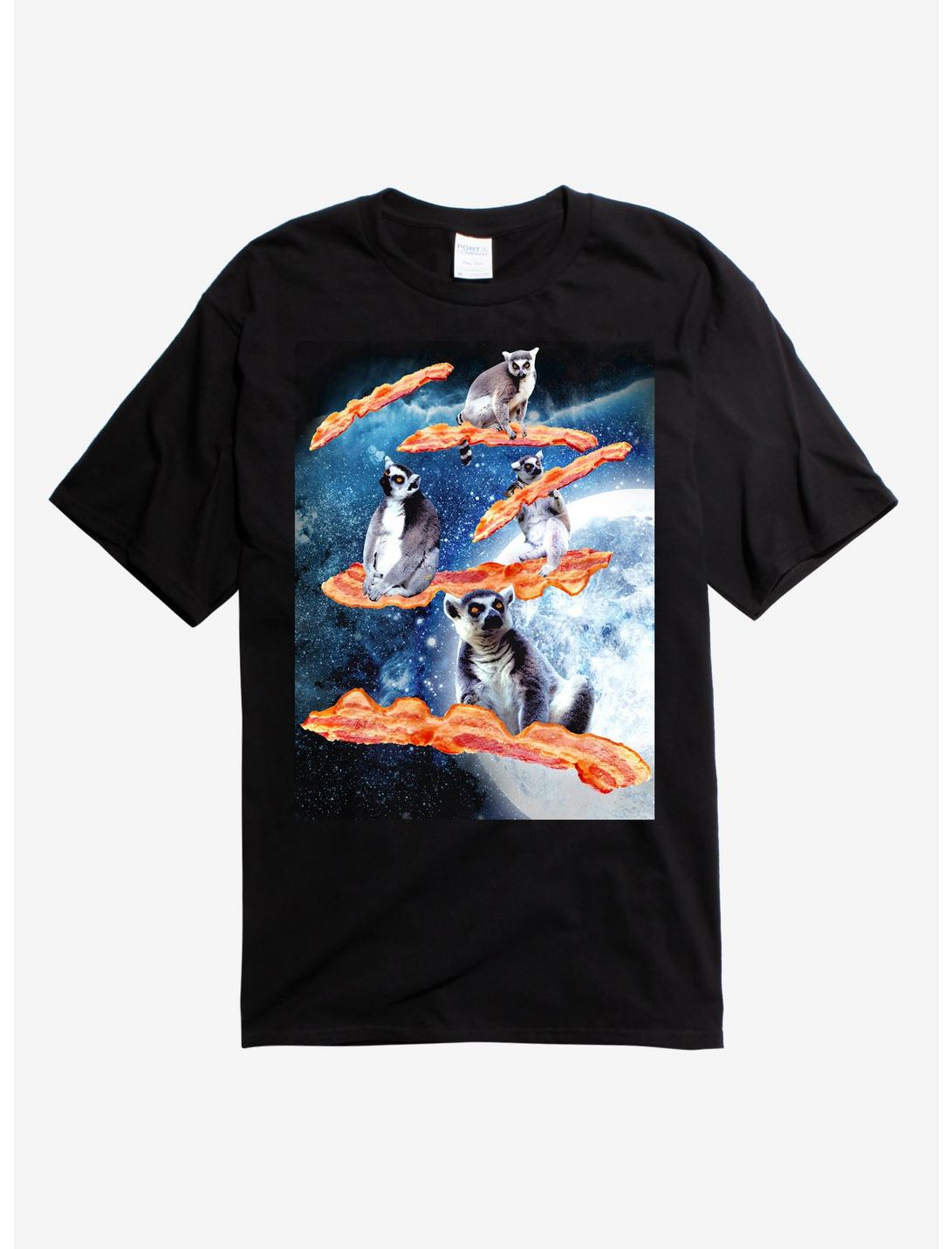 Space Lemur Bacon T-Shirt, BLACK, hi-res
