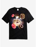 Cat Laser Beam Donuts T-Shirt, BLACK, hi-res