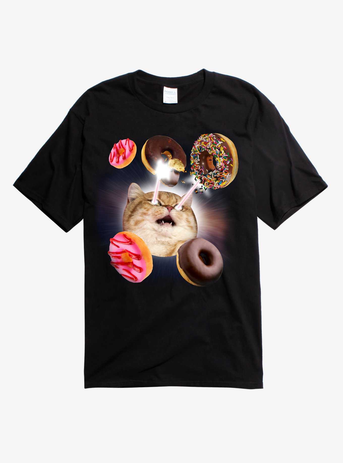 Cat Laser Beam Donuts T-Shirt, , hi-res