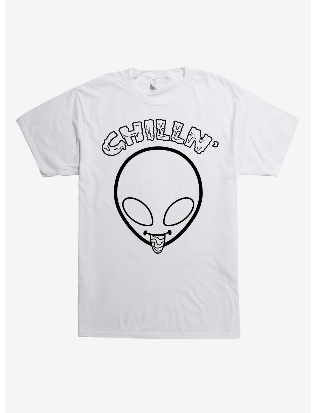 Chillin Alien T-Shirt, WHITE, hi-res