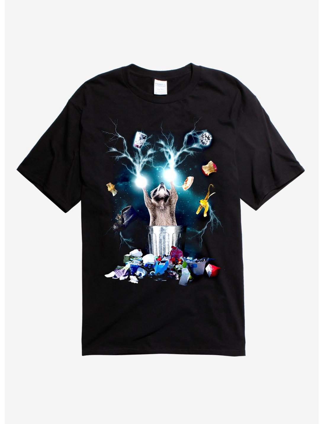 Dumpster Lightning Raccoon T-Shirt, BLACK, hi-res
