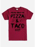 Pizza & Taco Diet T-Shirt, RED, hi-res