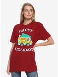 Scooby-Doo Mystery Machine Holiday Womens T-Shirt, RED, hi-res