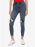 Disney Mickey Mouse & Minnie Mouse Kissing Patch High-Waisted Jeans, BLACK, hi-res