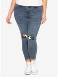 Disney Mickey Mouse & Minnie Mouse Kissing Patch High-Waisted Jeans Plus Size, BLACK, hi-res