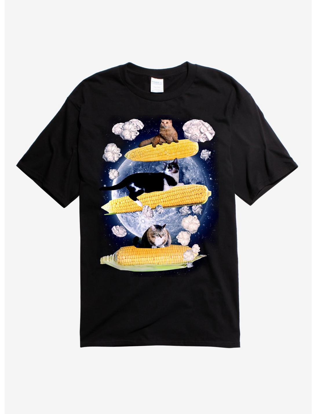 Cat Corn T-Shirt, BLACK, hi-res