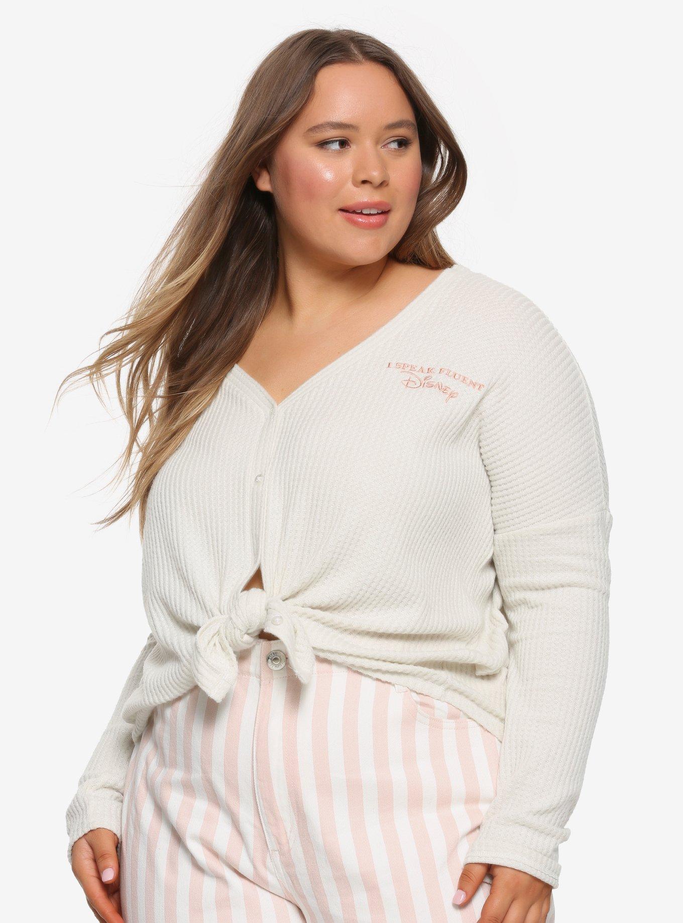 Destination Disney Speak Fluent Disney Button-Up Long-Sleeve Top Plus Size, MULTI, hi-res
