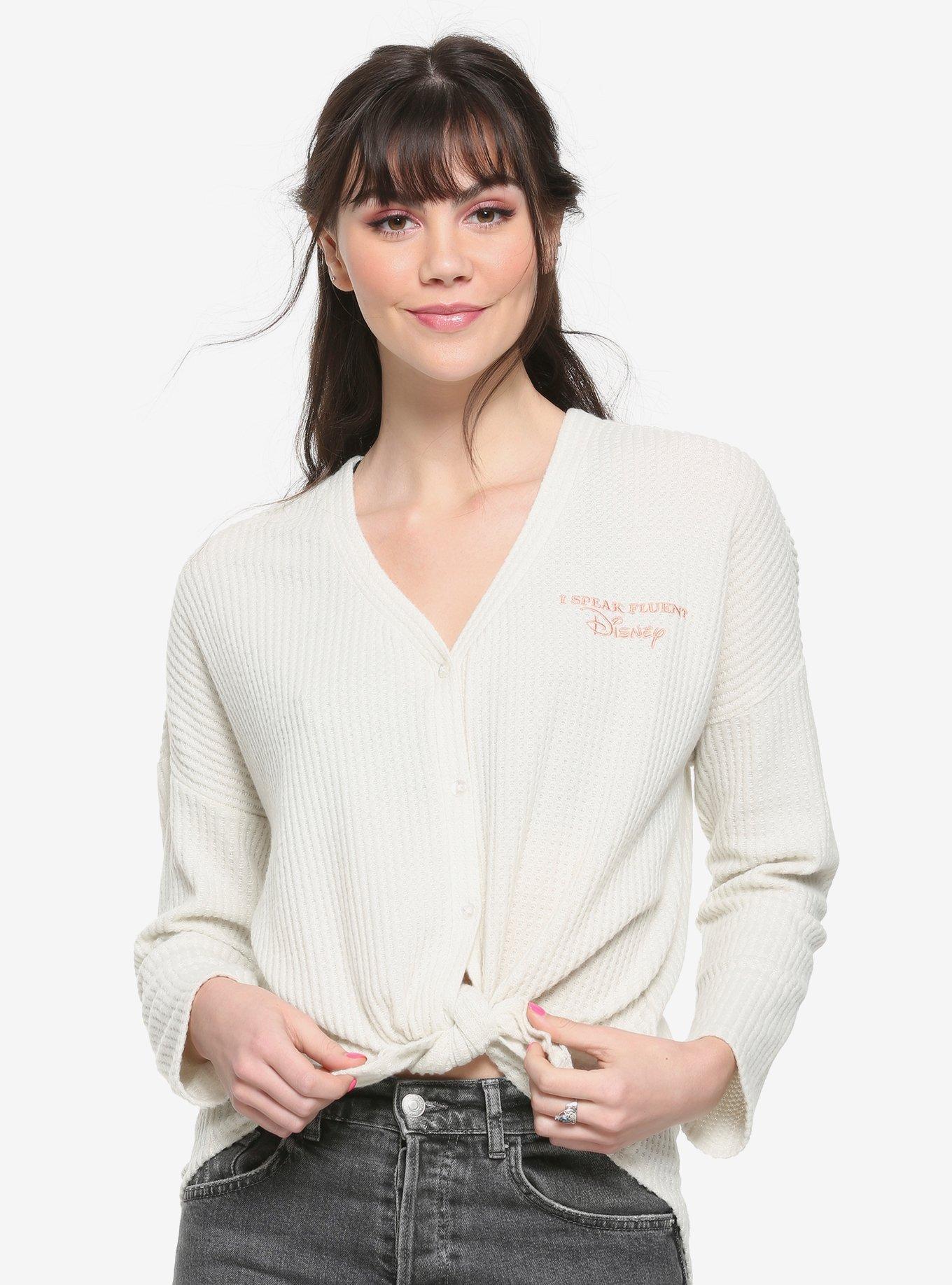 Destination Disney Speak Fluent Disney Button-Up Long-Sleeve Top, MULTI, hi-res