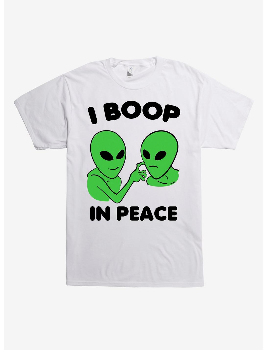 I Boop In Peace Alien T-Shirt, WHITE, hi-res